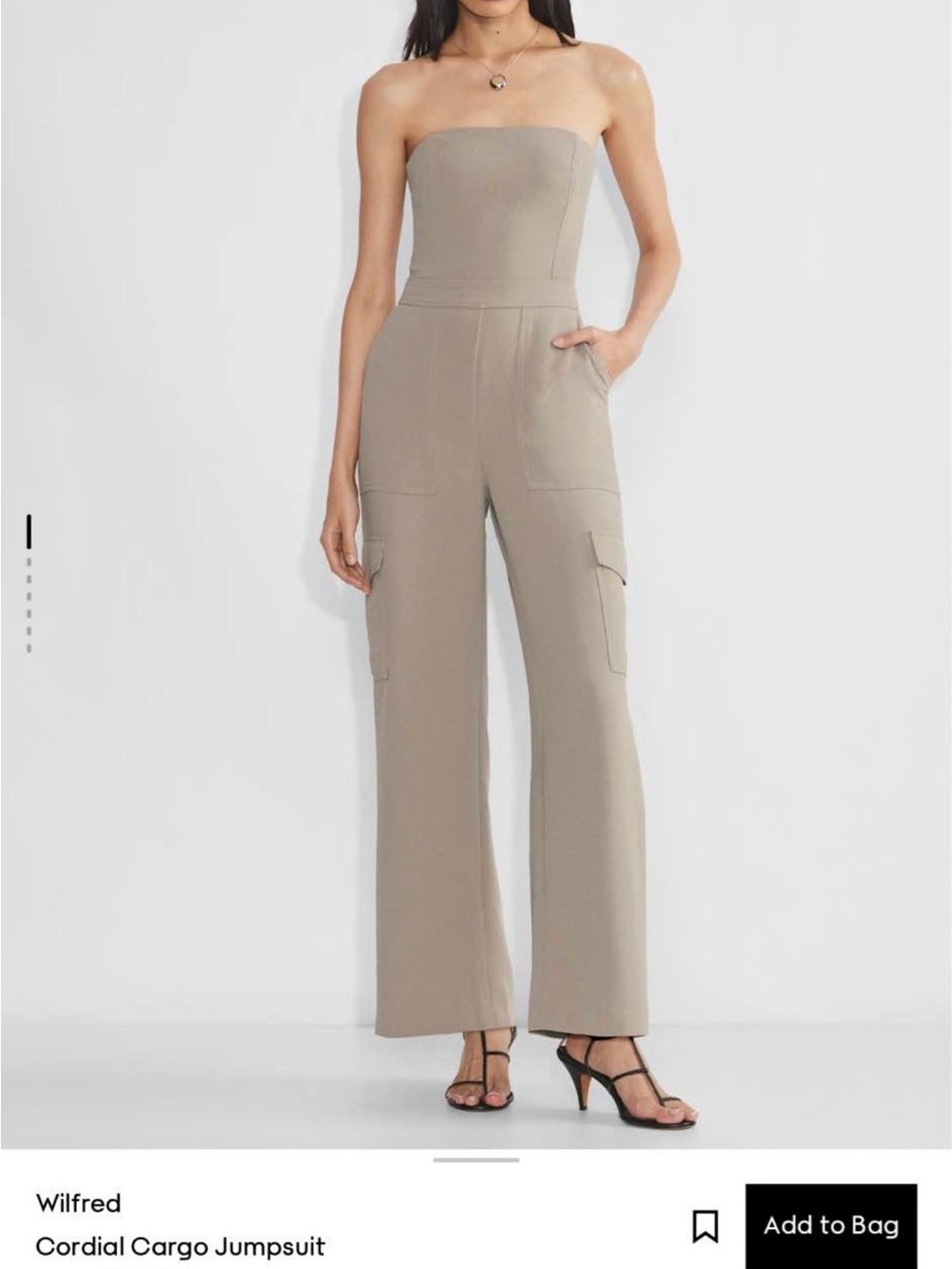 Wilfred Strapless Cargo Jumpsuit in Taupe